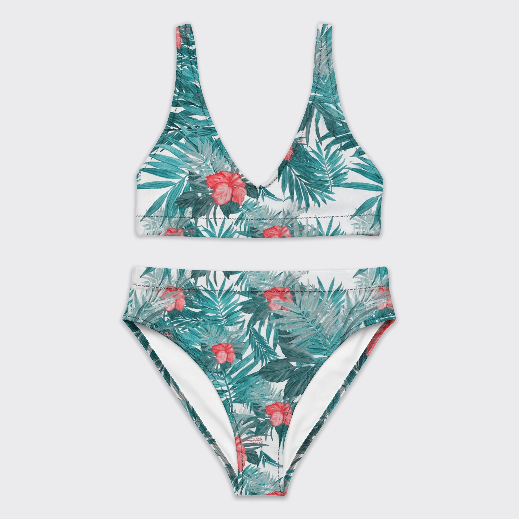 Tropical Hibiscus High-Waisted Bikini
