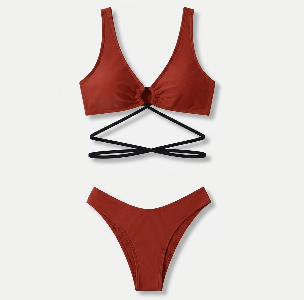 Coral Tie-Front Bikini