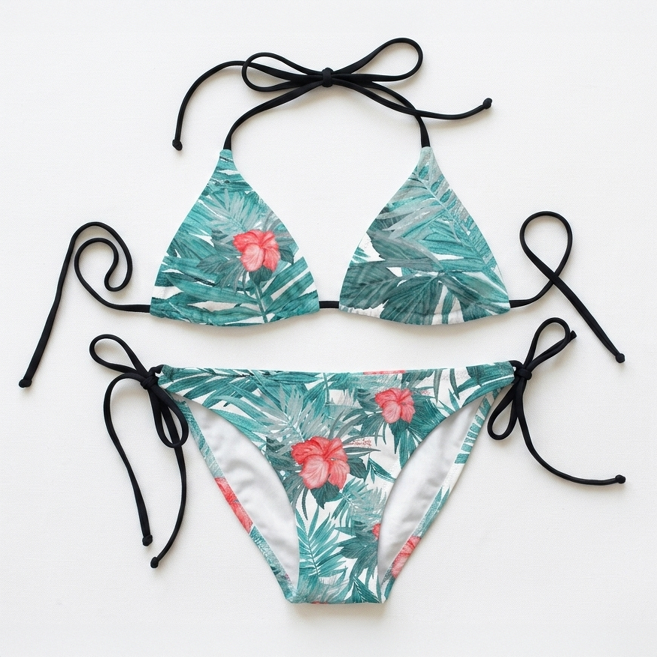 Tropical Hibiscus Tie-Side Bikini